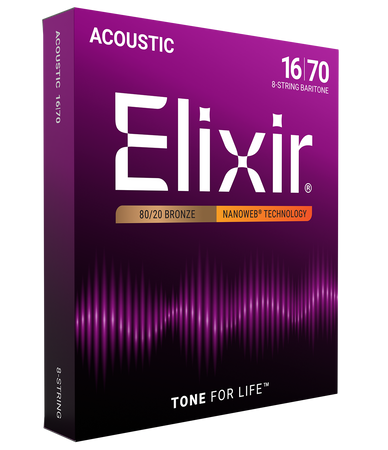 Struny Elixir NanoWeb 80/20 Bronze 16-70 8-String Baritone (11308)