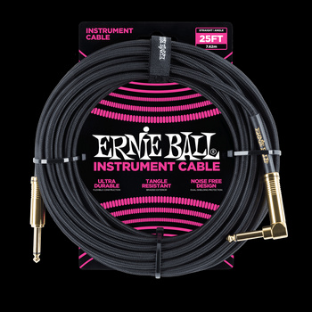 Przewód gitarowy w oplocie czarny Ernie Ball 7,62m 6058