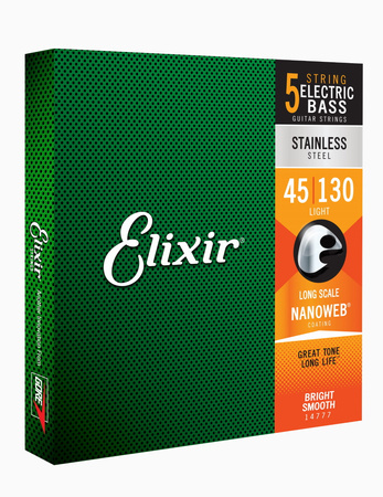 Struny Elixir NanoWeb 5-String 45-130 Medium/Light / Long Scale / Stainless Steel (14777)