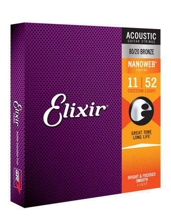 Struny Elixir NanoWeb 80/20 Bronze 11-52 Custom Light (11027)