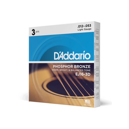 3PACK Struny D'Addario Phosphor Bronze Light 12-53 EJ16-3D