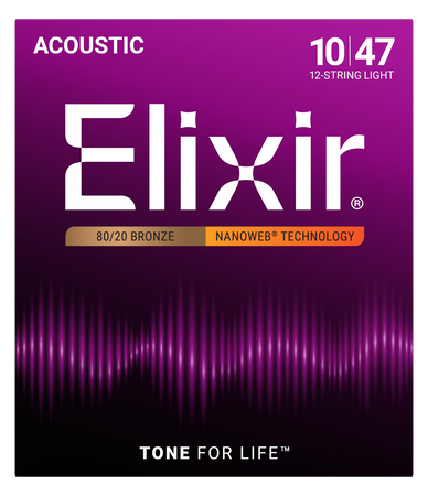 Struny Elixir NanoWeb 80/20 Bronze 10-47  12-String Light (11152)