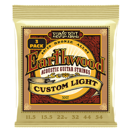 3PACK Struny Ernie Ball Custom Light Earthwood 80/20 Bronze 11.5-54 (3007)