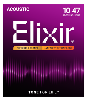 Struny Elixir NanoWeb Phosphor Bronze 10-47 12-String Light (16152)
