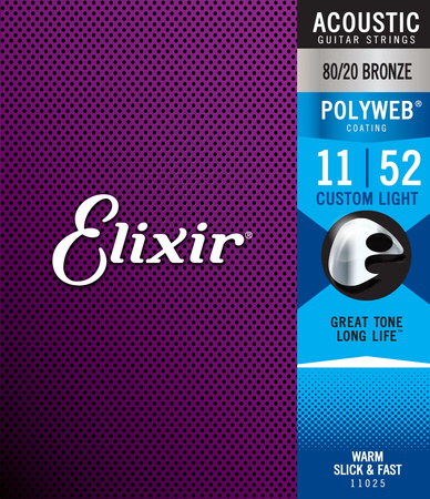 Struny Elixir PolyWeb 80/20 Bronze 11-52 Custom Light (11025)