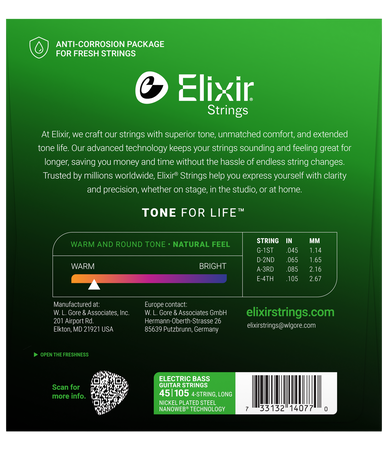 Struny Elixir NanoWeb 4-String 45-105 Medium/Long Scale (14077)