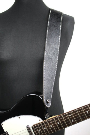 Pasek do gitary skórzany RICHTER Raw II Contour Western Rose Black