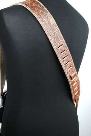 Pasek do gitary skórzany RICHTER Raw II Contour Leaves Natural