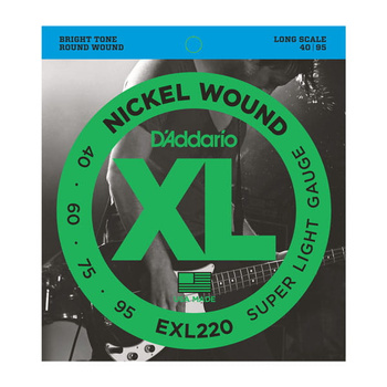 Struny D'Addario Nickel Wound Bass Super Light 40-95 Long Scale (EXL220)