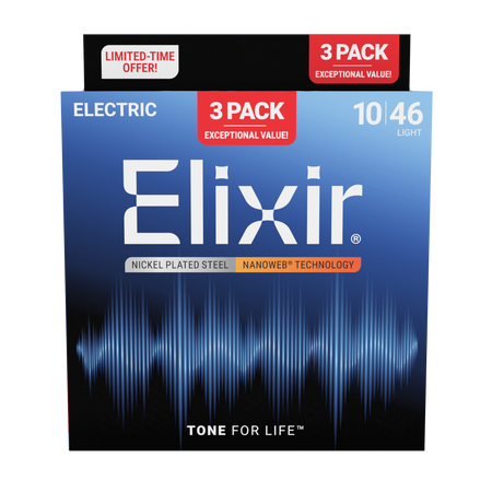 3PACK Struny Elixir NanoWeb 10-46 Light NEW (16567)