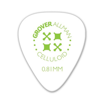 Kostka gitarowa Grover Allman Celluloid Pro White 0.81mm