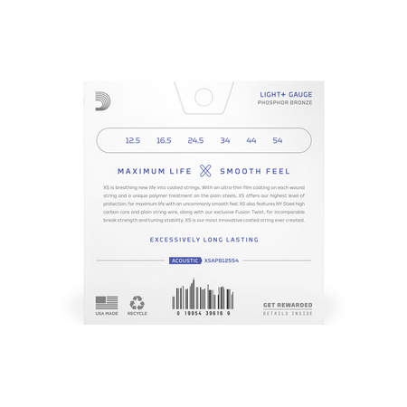 Struny D'Addario XS Coated Phosphor Bronze Light Plus 12.5-54 (XSAPB125540)