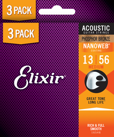 3PACK Struny Elixir NanoWeb Phosphor Bronze 13-56 (16546)