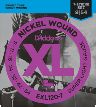 Struny D'Addario EXL120-7 Nickel Wound Super Light 7-strings 9-54