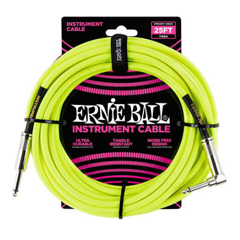 Przewód gitarowy żółty neon Ernie Ball 7,62m 6057