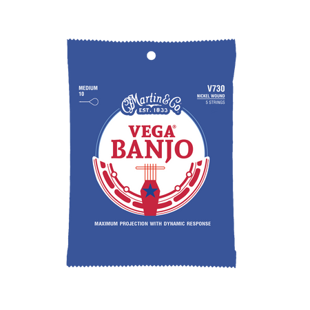 Struny do banjo 5-strunowego Martin Vega Nickel Wound Medium 10  (V730)