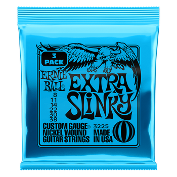 3PACK Struny Ernie Ball Extra Slinky Nickel Wound Electric 8-38 3225