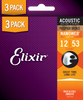 3PACK Struny Elixir NanoWeb Phosphor Bronze 12-53 Light (16545)