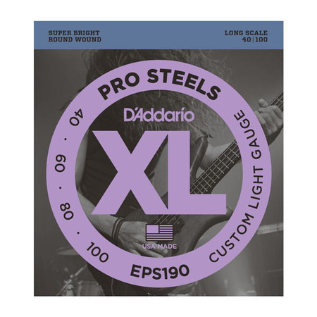 Struny D'Addario ProSteels Bass Custom Light 40-100 Long Scale (EPS190)