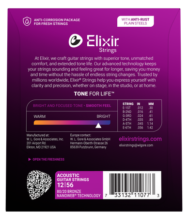 Struny Elixir NanoWeb 80/20 Bronze 12-56 Light-Medium (11077)