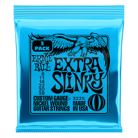 3PACK Struny Ernie Ball Extra Slinky Nickel Wound Electric 8-38 3225