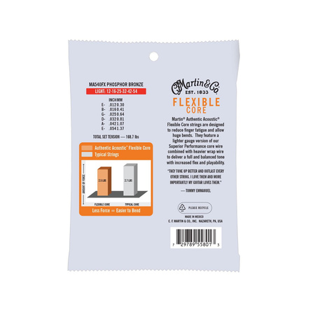 Struny Martin SP Flexible Core SP 92/8 Phosphor Bronze Tommy's Choice 12-54 MA540FX