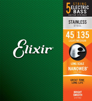 Struny Elixir NanoWeb 5-String 45-135 Light/Medium, Long Scale / Stainless Steel (14782)