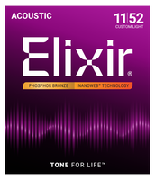 Struny Elixir NanoWeb Phosphor Bronze 11-52 Custom Light (16027)