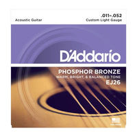 Struny D'Addario EJ26 Phosphor Bronze, Custom Light, 11-52